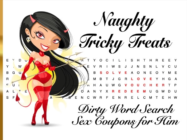 Naughty Tricky Treats Dirty Word Search Sex Coupons for Him cover