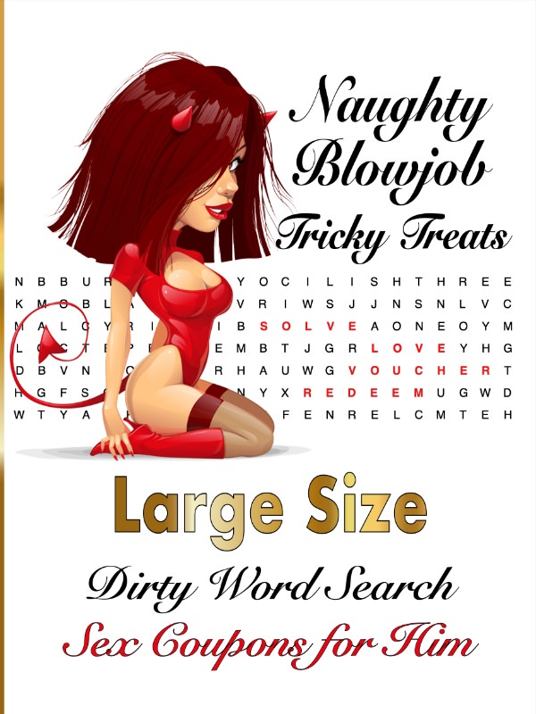 Naughty Blowjob Tricky Treats Large Size Dirty Word Search Sex Coupons for Him cover