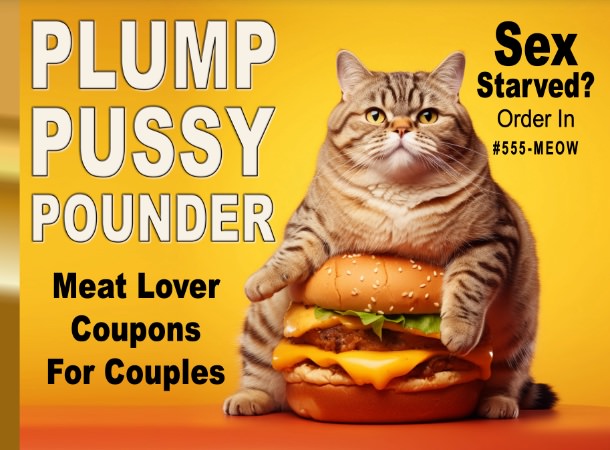 Sex Starved? Plump Pussy Pounder Meat Lover Coupons For Couples cover