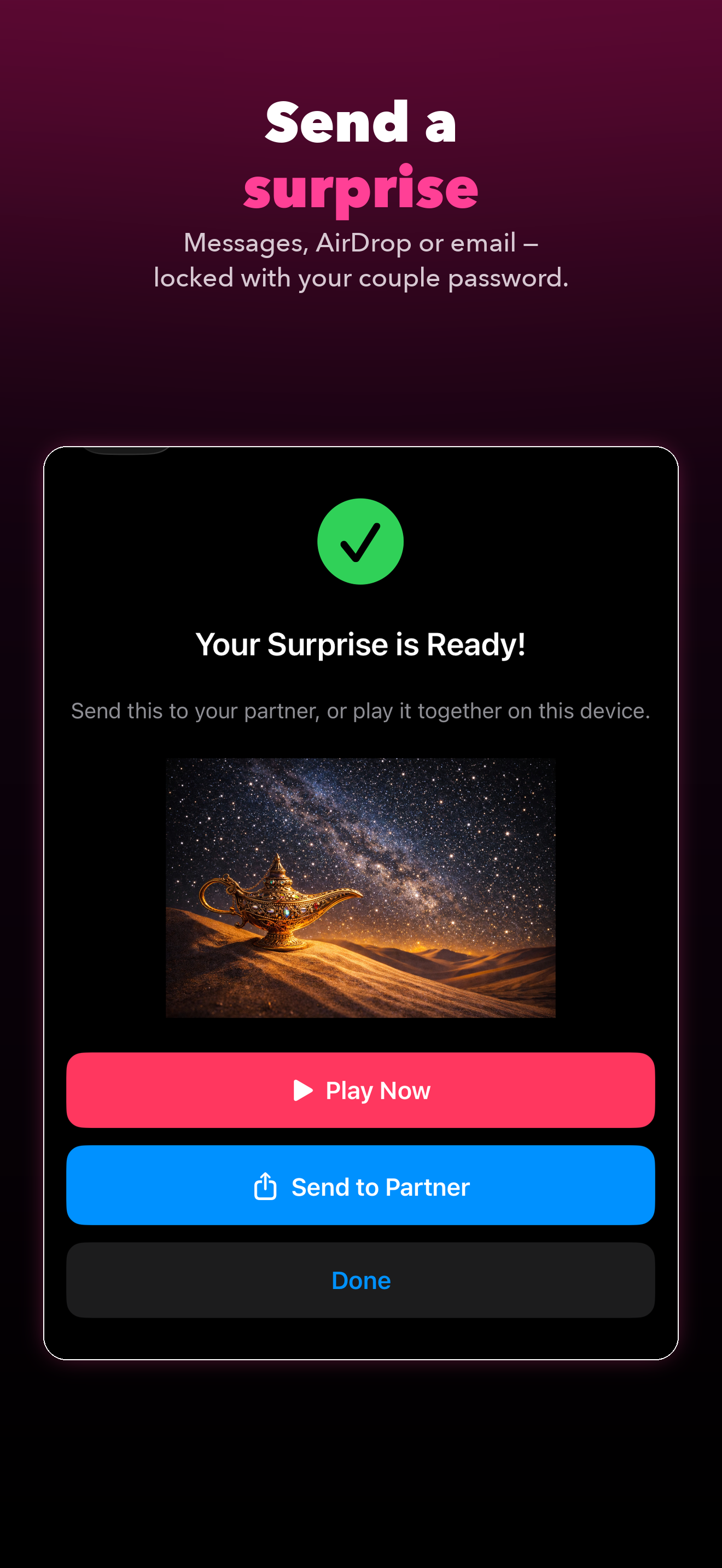 Send a surprise by Messages, AirDrop or email
